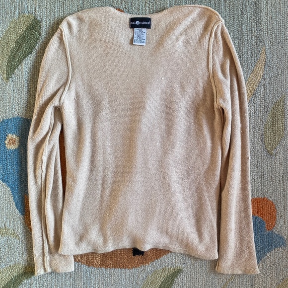 Sag Harbor I Ecru Silk Blend Pullover Two-Fer Sweater - Picture 11 of 16